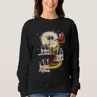 Christmas Santa Claus Riding Dairy Cow Cow Xmas Sweatshirt