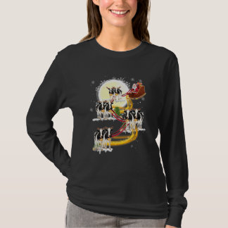 Christmas Santa Claus Riding Dairy Cow Cow Xmas T-Shirt