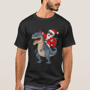 Christmas Santa Claus Riding Dinosaur T Rex Boys K T-Shirt