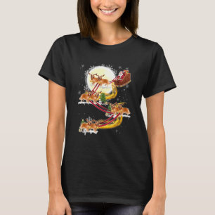 Christmas Santa Claus Riding Golden Retriever Dogs T-Shirt