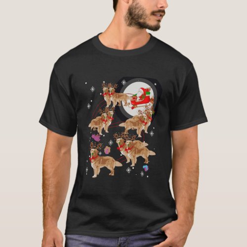 Christmas Santa Claus Riding Golden Retriever Xmas T_Shirt
