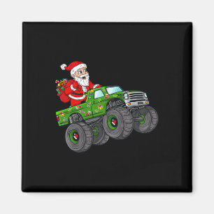 Christmas Santa Claus Riding In Monster Truck Boys Magnet