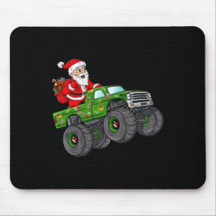 Christmas Santa Claus Riding In Monster Truck Boys Mouse Pad