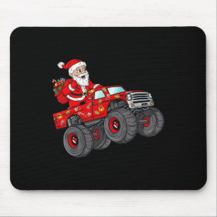 Christmas Santa Claus Riding In Monster Truck Boys Mouse Pad