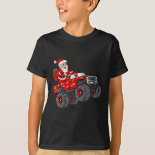 Christmas Santa Claus Riding In Monster Truck Boys T-Shirt