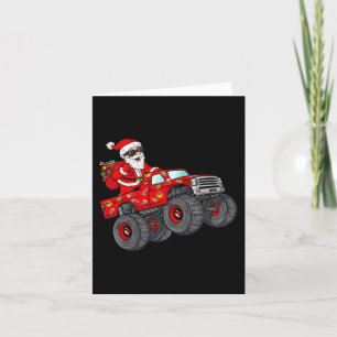 Christmas Santa Claus Riding Monster Truck Boys Ki Card