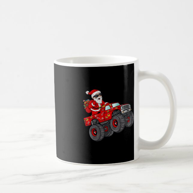 Christmas Santa Claus Riding Monster Truck Boys Ki Coffee Mug (Right)