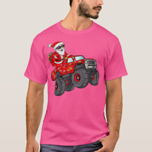 Christmas Santa Claus Riding Monster Truck Boys Ki T-Shirt