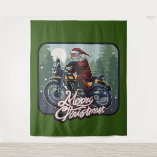 Christmas Santa Claus Riding Motorcycle Backdrop