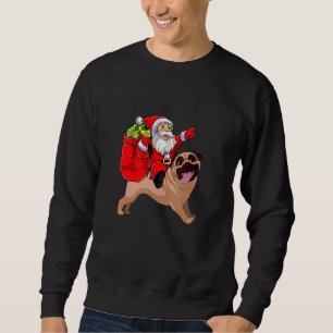 Christmas Santa Claus Riding Pug Dog Xmas Pajama Sweatshirt