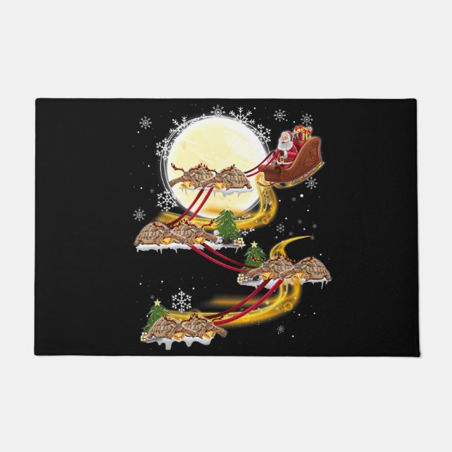 Christmas Santa Claus Riding Turtle Funny Turtle X Doormat (Front)
