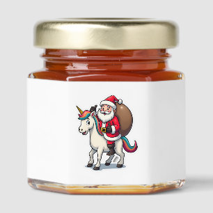 Christmas Santa Claus Riding Unicorn - Xmas Girls  Honey Jar Favors