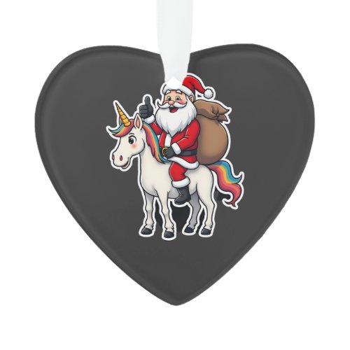 Christmas Santa Claus Riding Unicorn - Xmas Girls  Ornament