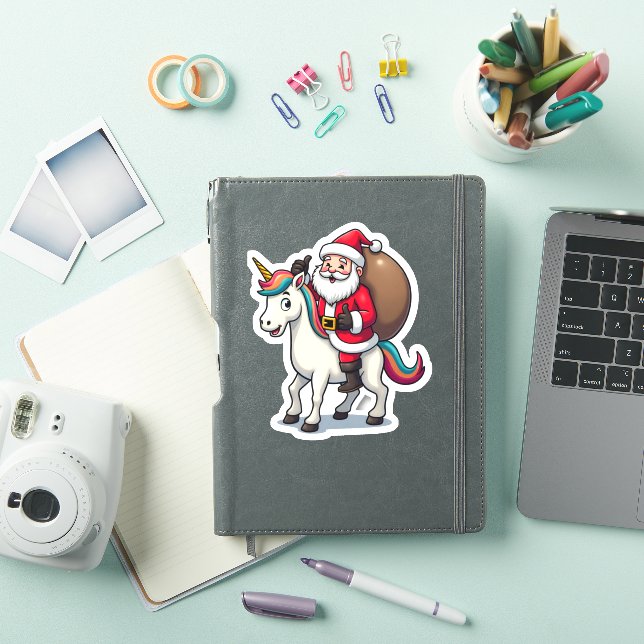Christmas Santa Claus Riding Unicorn - Xmas Girls  Sticker (iPad Cover)