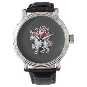 Christmas Santa Claus Riding Unicorn - Xmas Girls  Watch