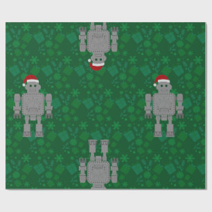 christmas santa claus robot gifts presents wrapping paper