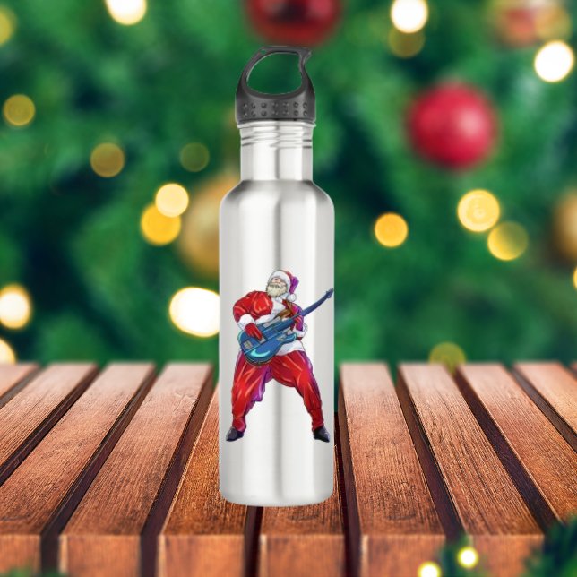 Christmas santa claus rock punk stainless steel water bottle (Creator Uploaded)
