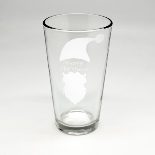 Christmas Santa Claus Sand Etched Pint Glass 