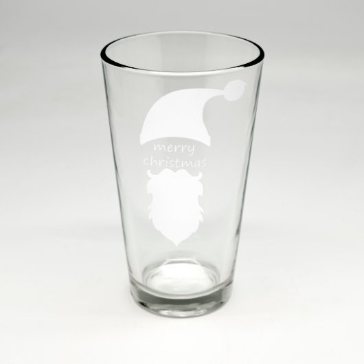 Christmas Santa Claus Sand Etched Pint Glass  (Front)