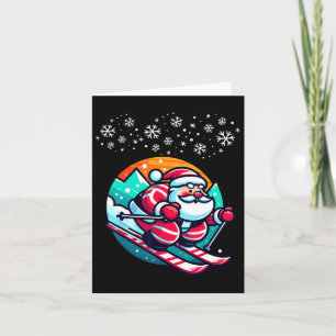 Christmas Santa Claus Skiing Slope Ski Hut Funny  Card