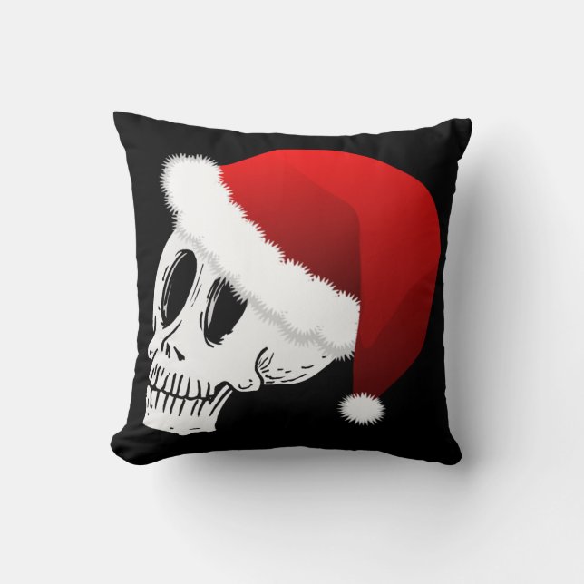 Christmas Santa Claus Skull Throw Pillow (Front)