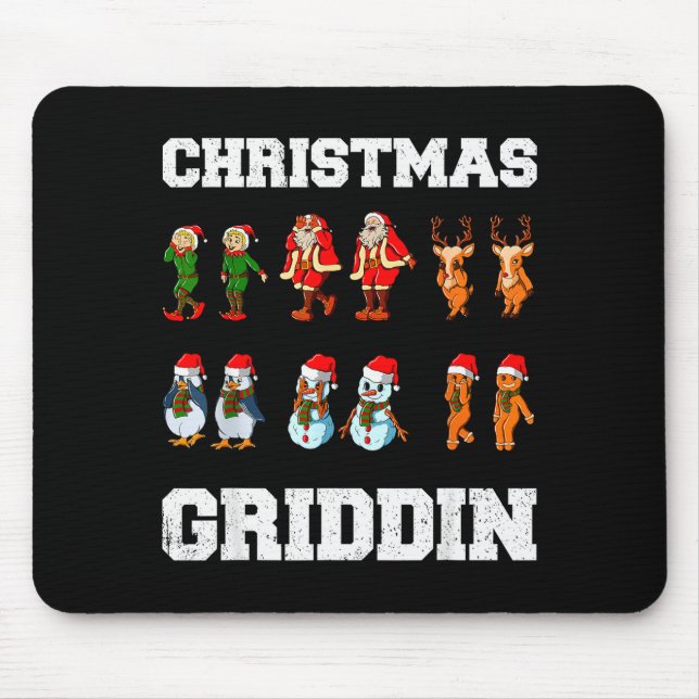 Christmas Santa Claus Snowman Reindeer Griddy Grid Mouse Pad (Front)