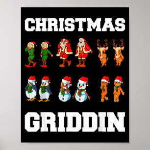 Christmas Santa Claus Snowman Reindeer Griddy Grid Poster