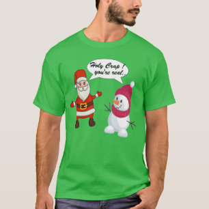 Christmas Santa Claus Snowman Tis the Season T-Shirt