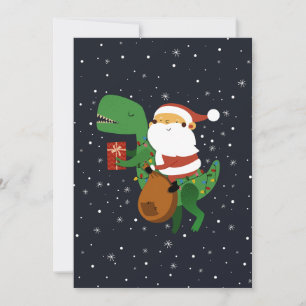 Christmas Santa Claus T-rex Dinosaur Sleigh Announcement