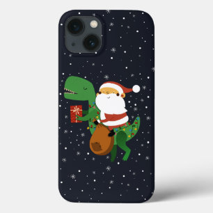 Christmas Santa Claus T-rex Dinosaur Sleigh iPhone 13 Case