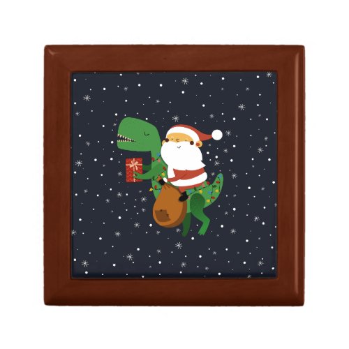 Christmas Santa Claus T_rex Dinosaur Sleigh Gift Box