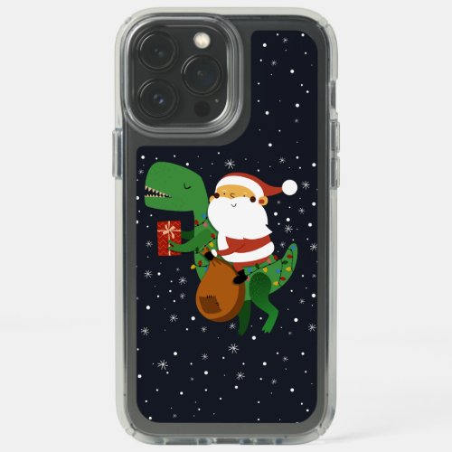 Christmas Santa Claus T_rex Dinosaur Sleigh Speck iPhone 13 Pro Max Case