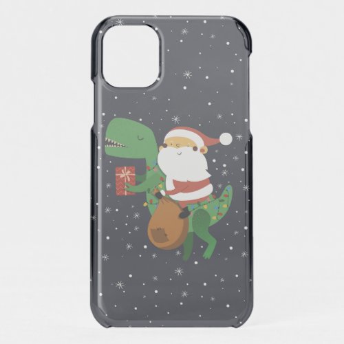 Christmas Santa Claus T_rex Dinosaur Sleigh iPhone 11 Case
