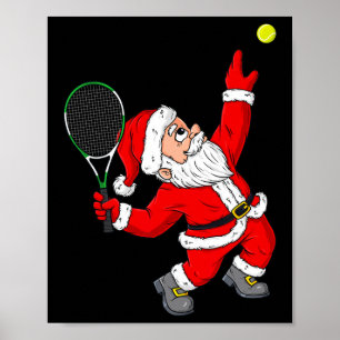 Christmas Santa Claus Tennis Fun Boys Girls Kids T Poster