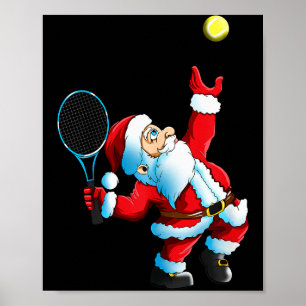 Christmas Santa Claus Tennis Game Tennis Racket Poster