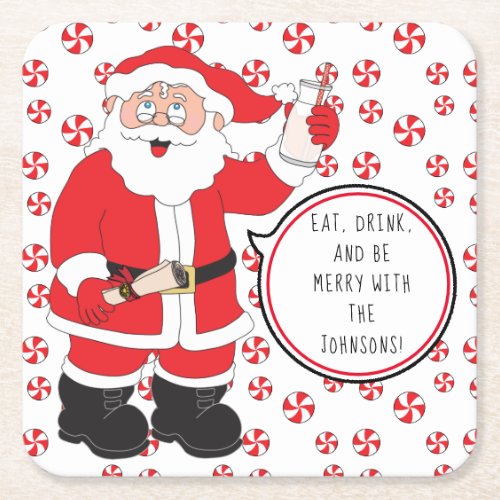Christmas Santa Claus Toast Square Paper Coaster