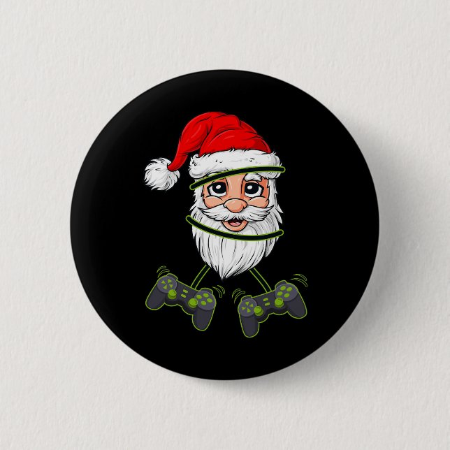 Christmas Santa Claus Video Game Controllers Boys  Button (Front)