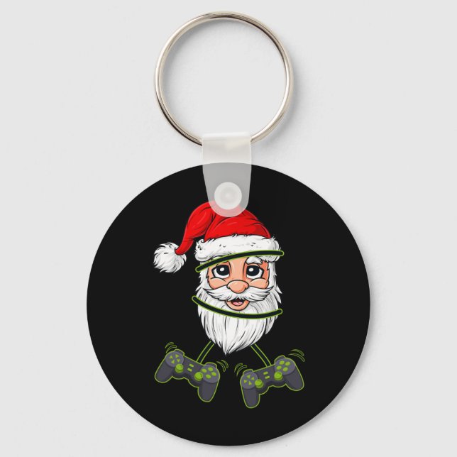Christmas Santa Claus Video Game Controllers Boys  Keychain (Front)