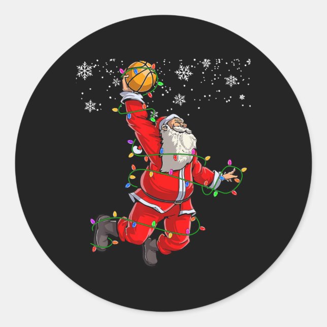 Christmas Santa Claus Volleyball Pajama Xmas Mens  Classic Round Sticker (Front)