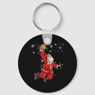 Christmas Santa Claus Volleyball Pajama Xmas Mens Keychain