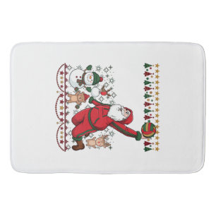 Christmas Santa Claus Volleyball Snowman Reindeer Bath Mat