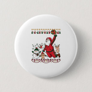 Christmas Santa Claus Volleyball Snowman Reindeer Button