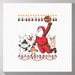 Christmas Santa Claus Volleyball Snowman Reindeer Canvas Photo Tile
