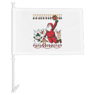 Christmas Santa Claus Volleyball Snowman Reindeer Car Flag