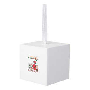 Christmas Santa Claus Volleyball Snowman Reindeer Cube Ornament