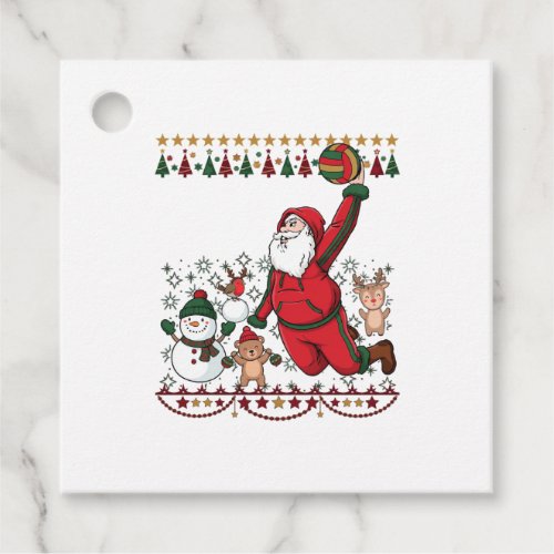 Christmas Santa Claus Volleyball Snowman Reindeer Favor Tags