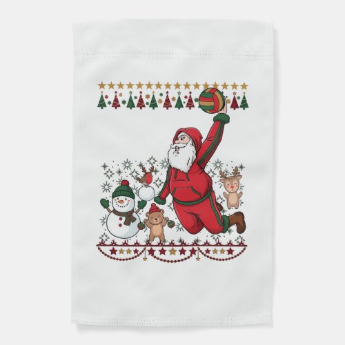 Christmas Santa Claus Volleyball Snowman Reindeer Garden Flag