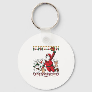 Christmas Santa Claus Volleyball Snowman Reindeer Keychain