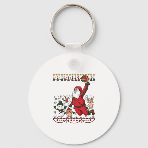 Christmas Santa Claus Volleyball Snowman Reindeer Keychain