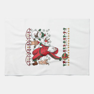 Christmas Santa Claus Volleyball Snowman Reindeer Kitchen Towel